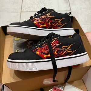 Heelys Black Shoes with Red and Orange Flames